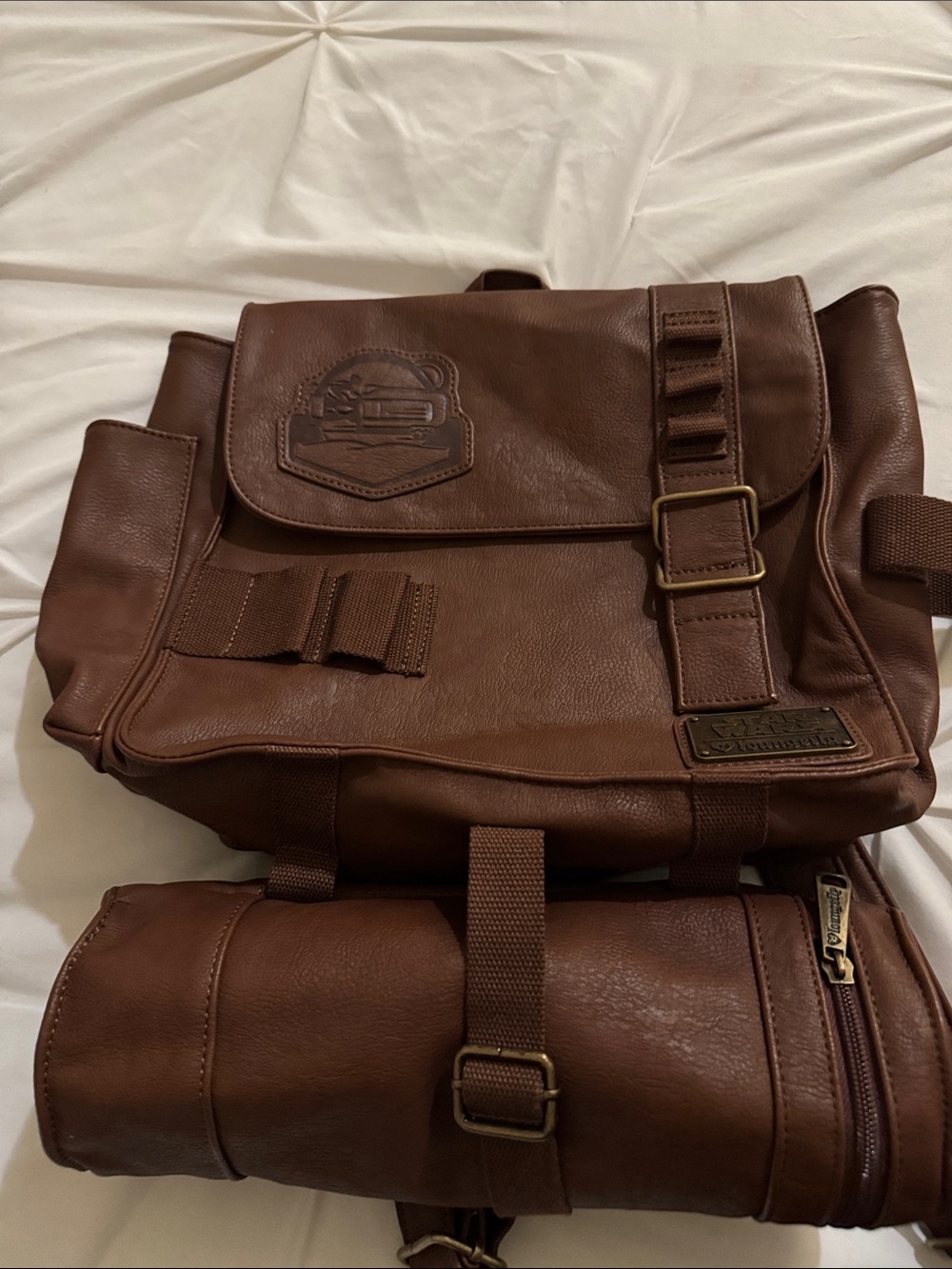 Loungefly Brown Faux Leather Roll-Top Backpack